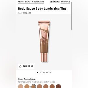 Fenty Beauty Body Sauce Body Luminizing Skin Tint Agave Spice